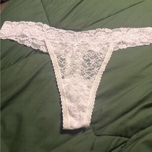 Elegant Lace Thong in White